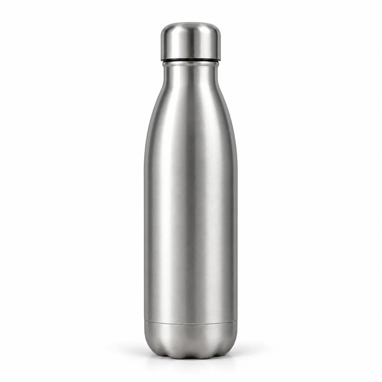 Matte stainless steel water bottle as a clean white-background marketplace listing hero